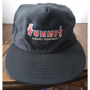 Summit Racing Equipment Snap-Back Black Embroidered Ball Cap.